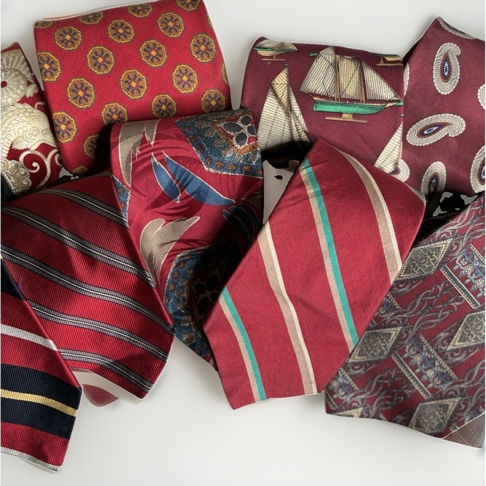 Lot of 10 Men's Neckties Ties Silk Various Designers Pick Red Gianfranco Ferre